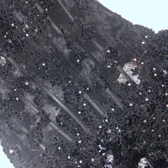 Tony Bowls - Black Sequenced Strapless Gown - Picture 5 of 8